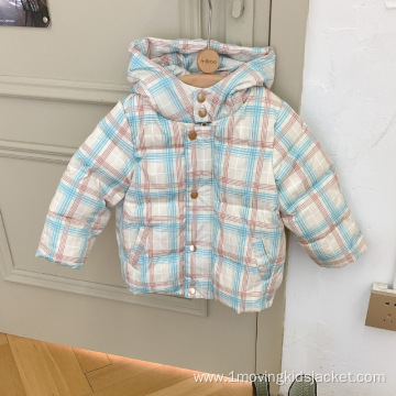 Girls Down Jacket Warm Children's Clothing Plaid